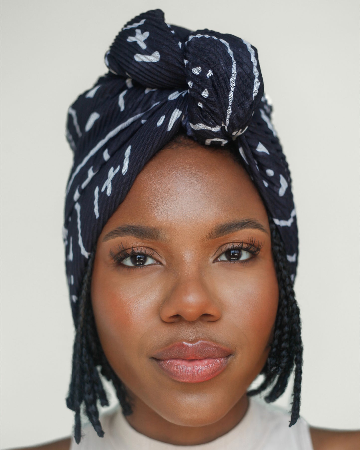Printed Pleated Head Wrap in Heritage