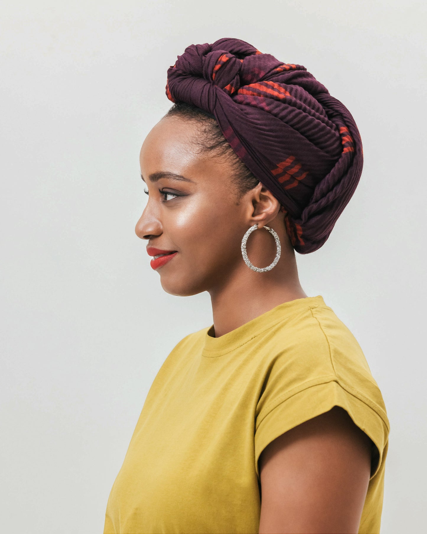 Printed Pleated Head Wrap in Yara