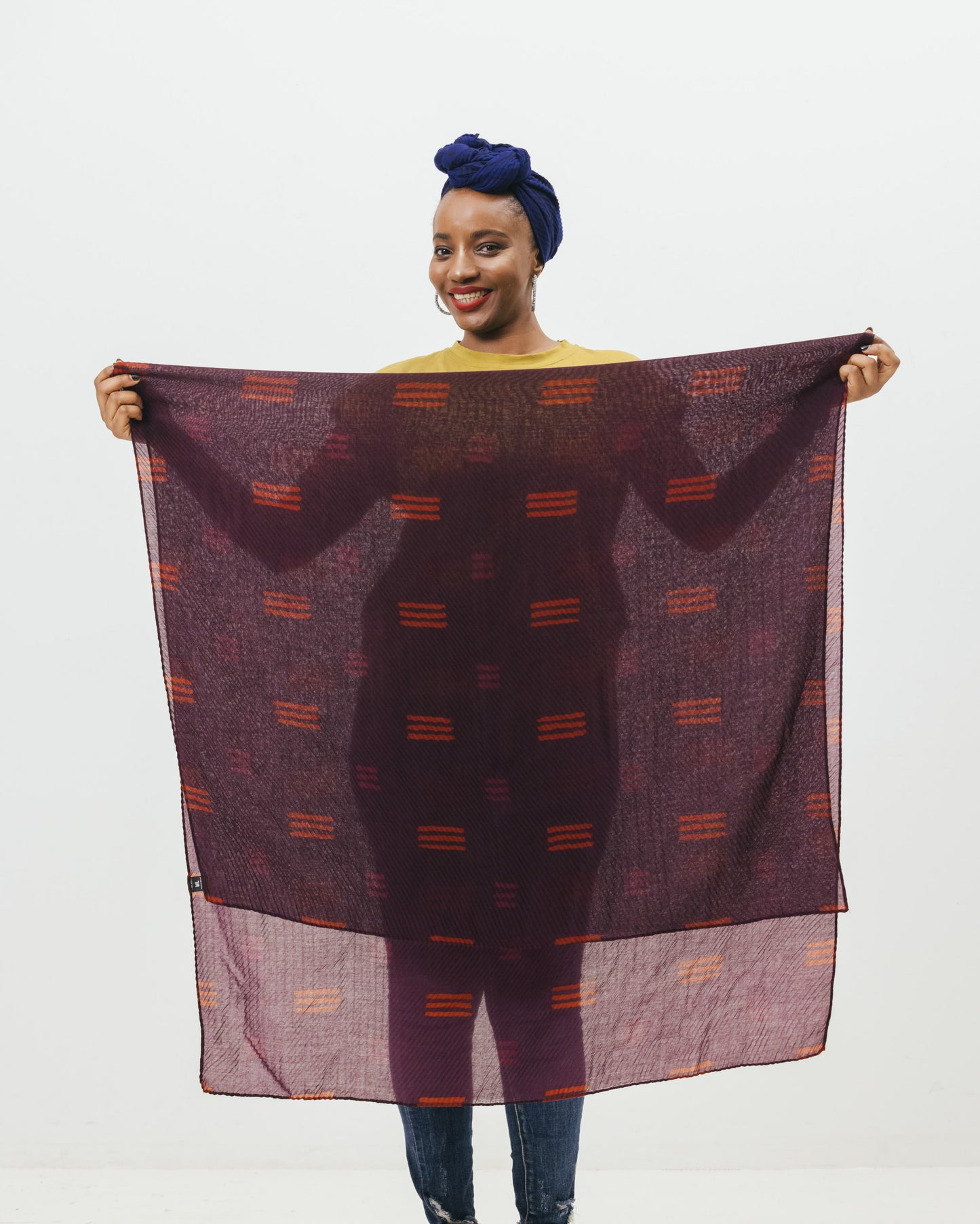 Printed Pleated Head Wrap in Yara