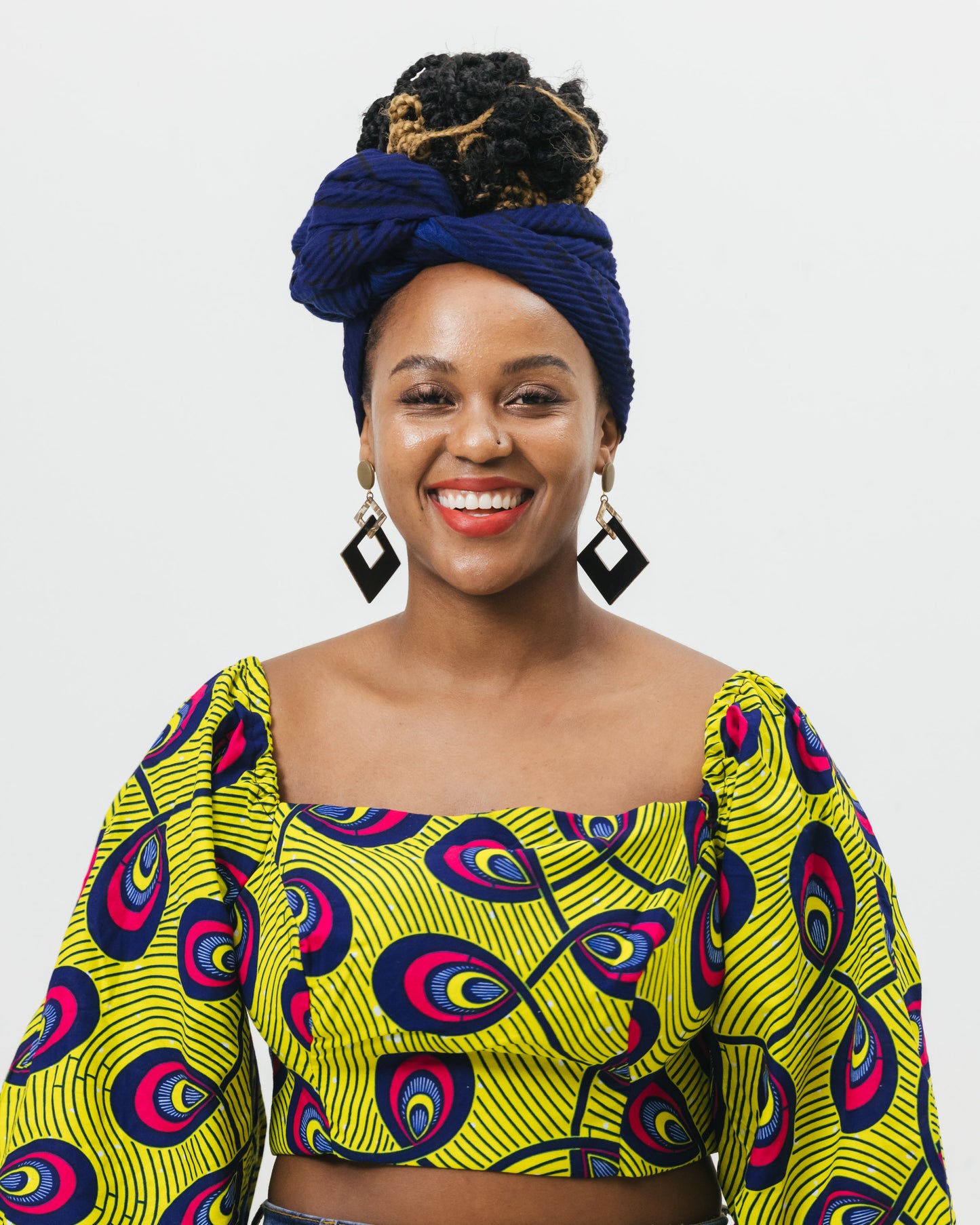 Printed Pleated Head Wrap in Essence