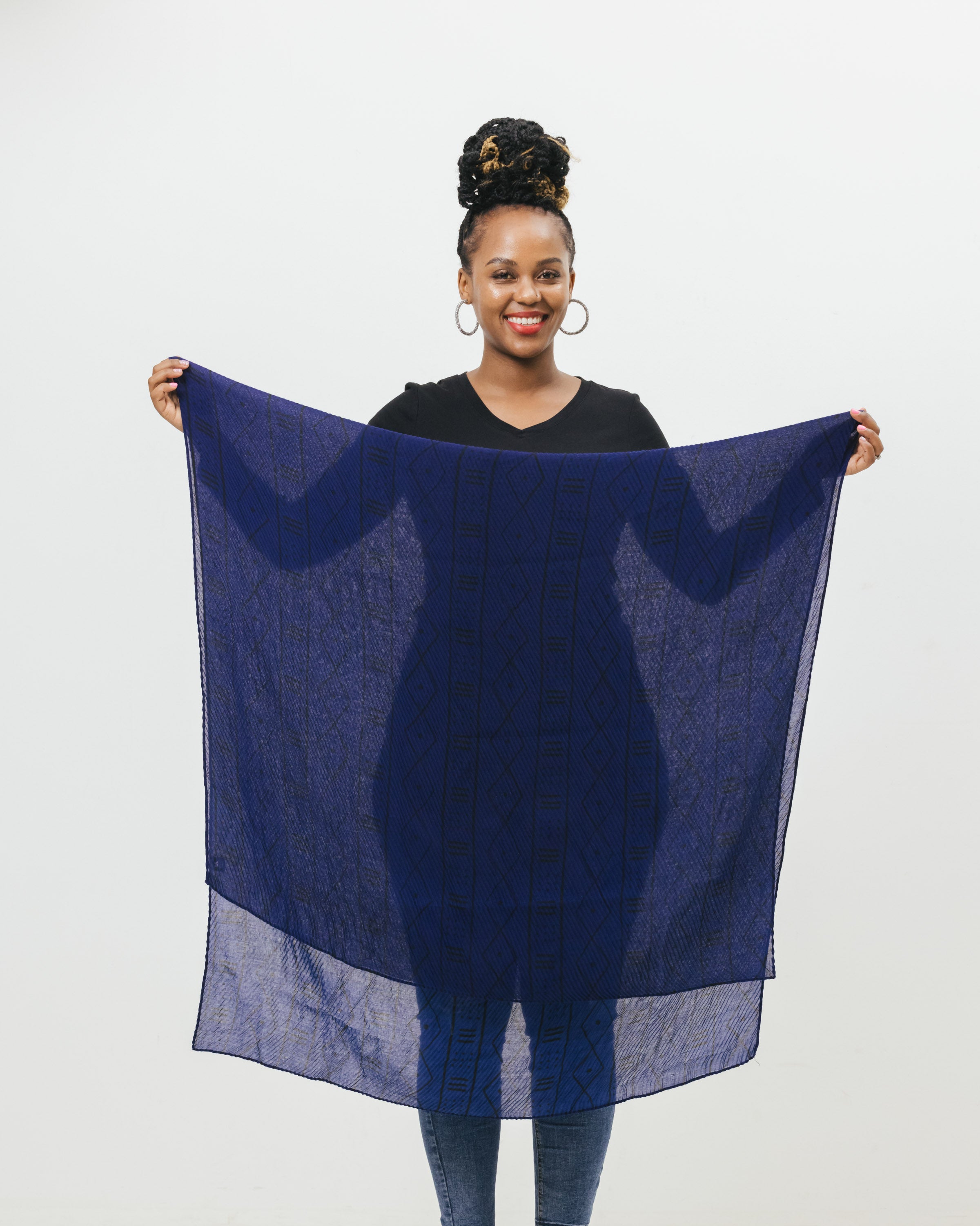 Printed Pleated Head Wrap in Essence