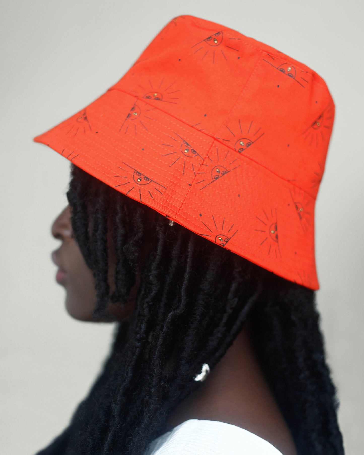 Satin Lined Printed Bucket Hat in Sol