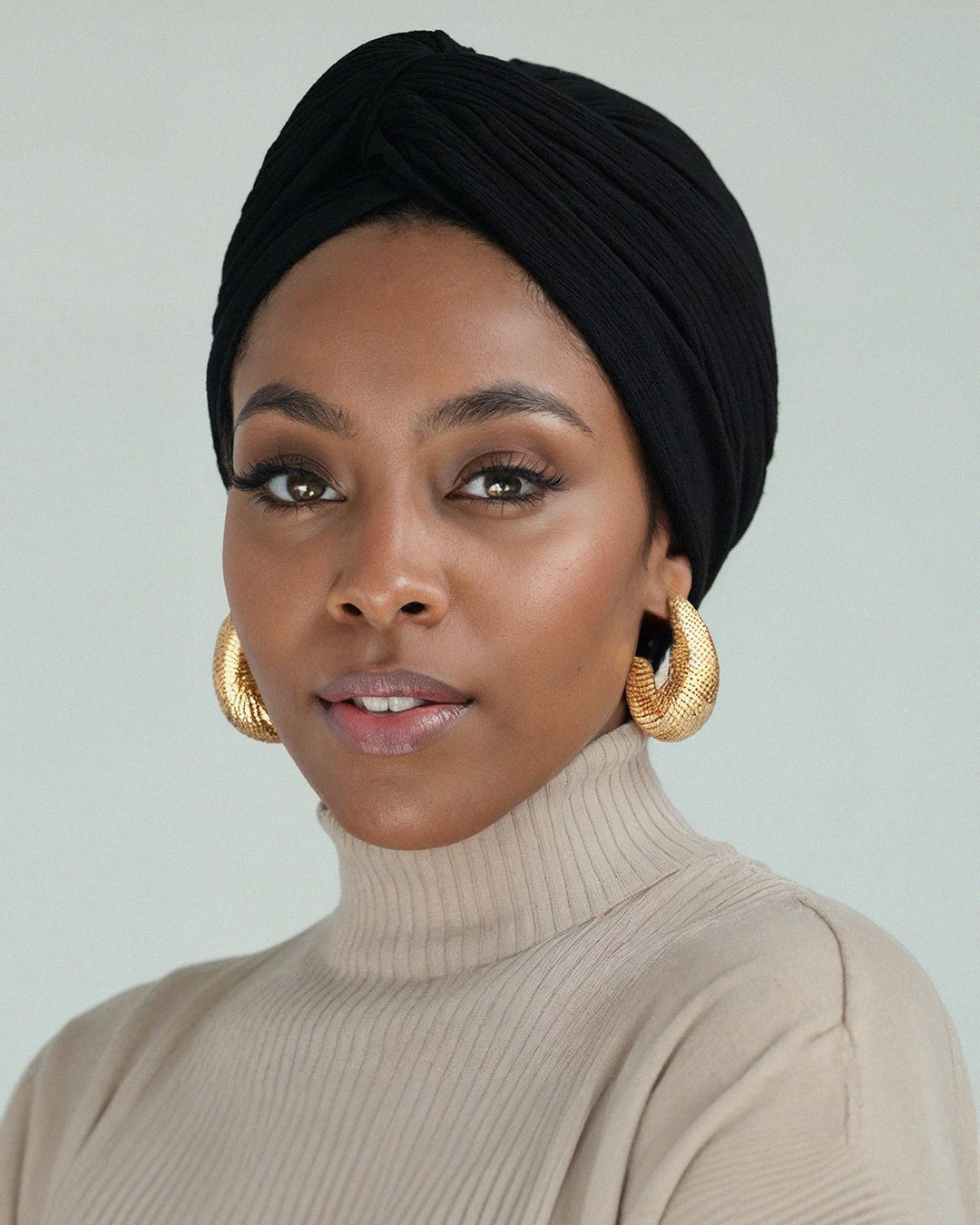 Premium Soft Lined Turban in Jet Black