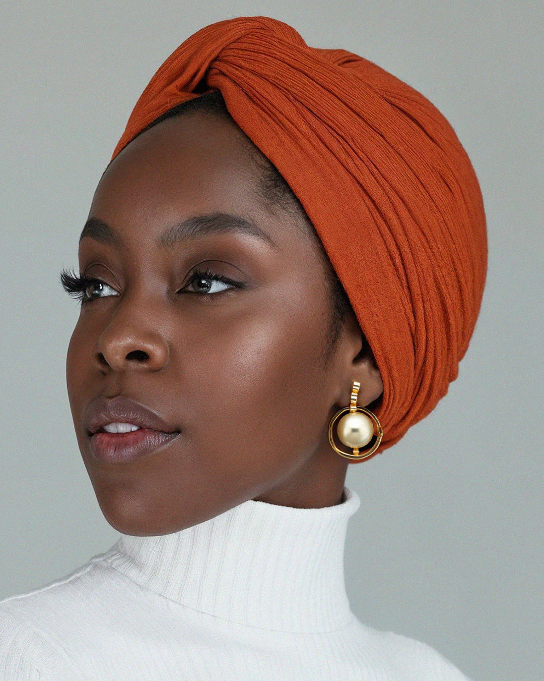 Premium Soft Lined Turban in Paprika