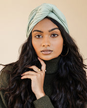 Premium Soft Lined Turban in Sage