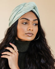 Premium Soft Lined Turban in Sage
