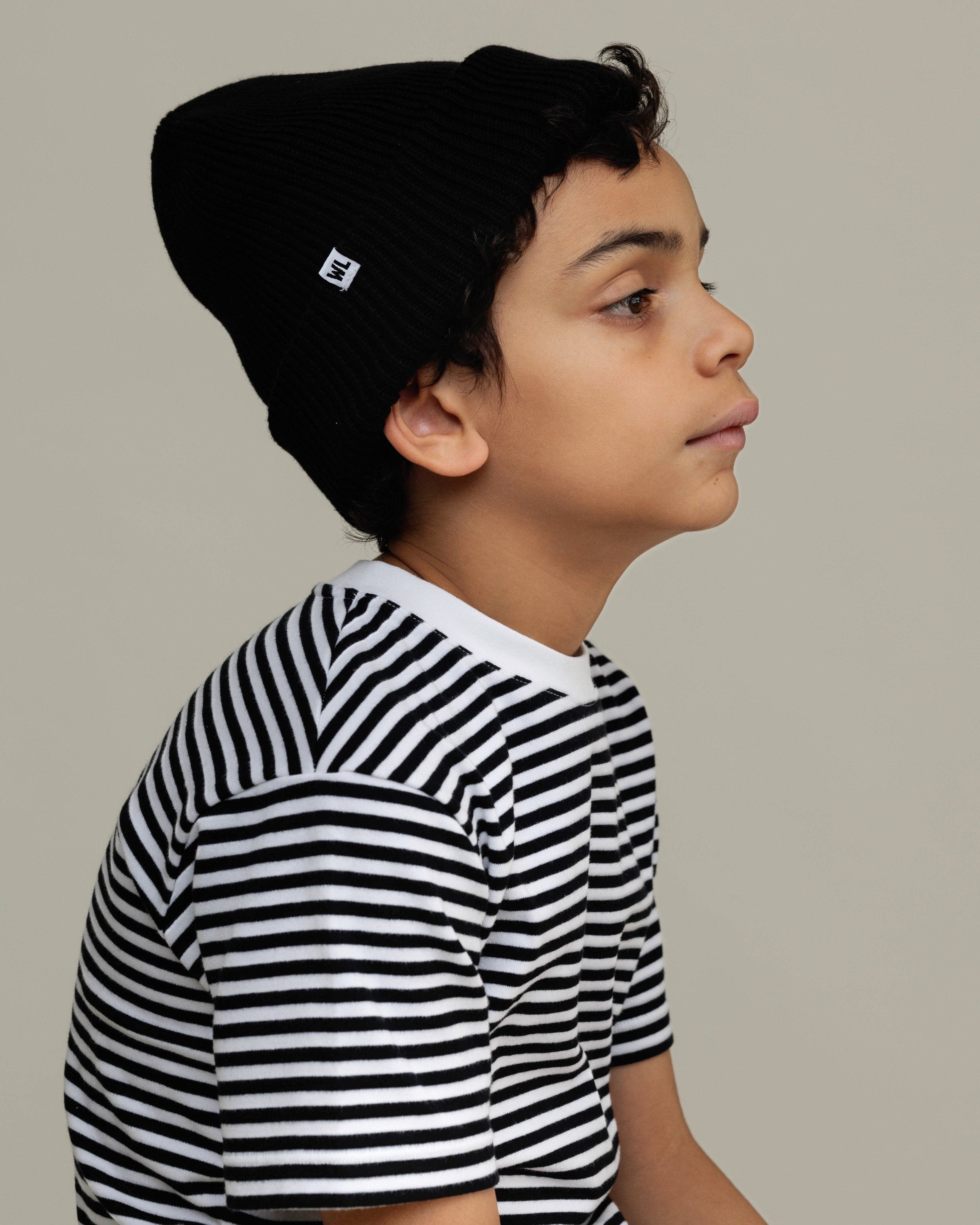 Satin Lined Beanie in Black-Kids