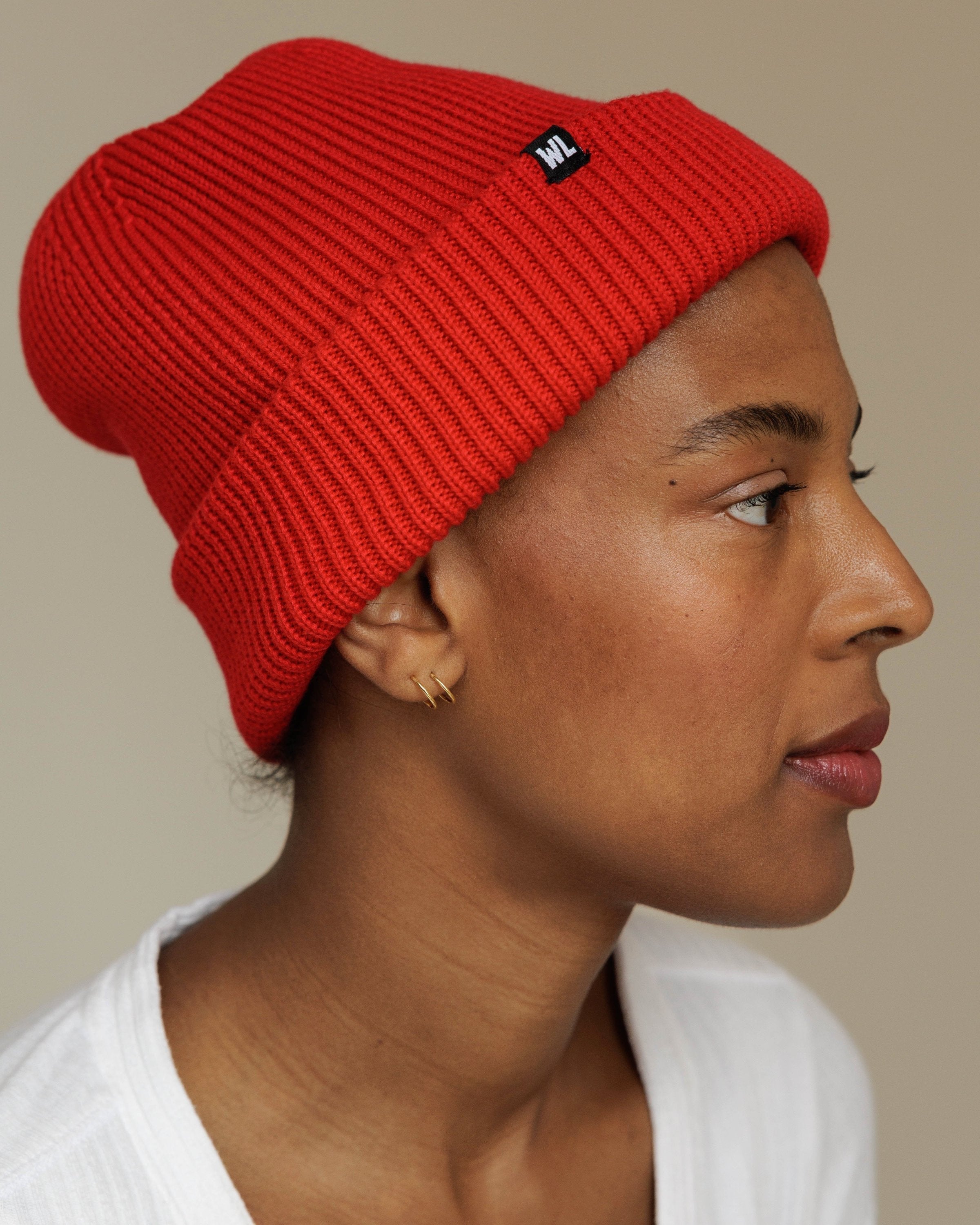 Satin Lined Beanie in Cherry
