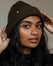 Satin Lined Beanie in Forest