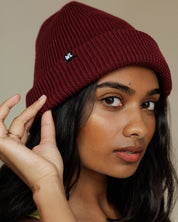 Satin Lined Beanie in Plum