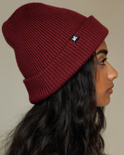 Satin Lined Beanie in Plum