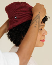Satin Lined Beanie in Plum