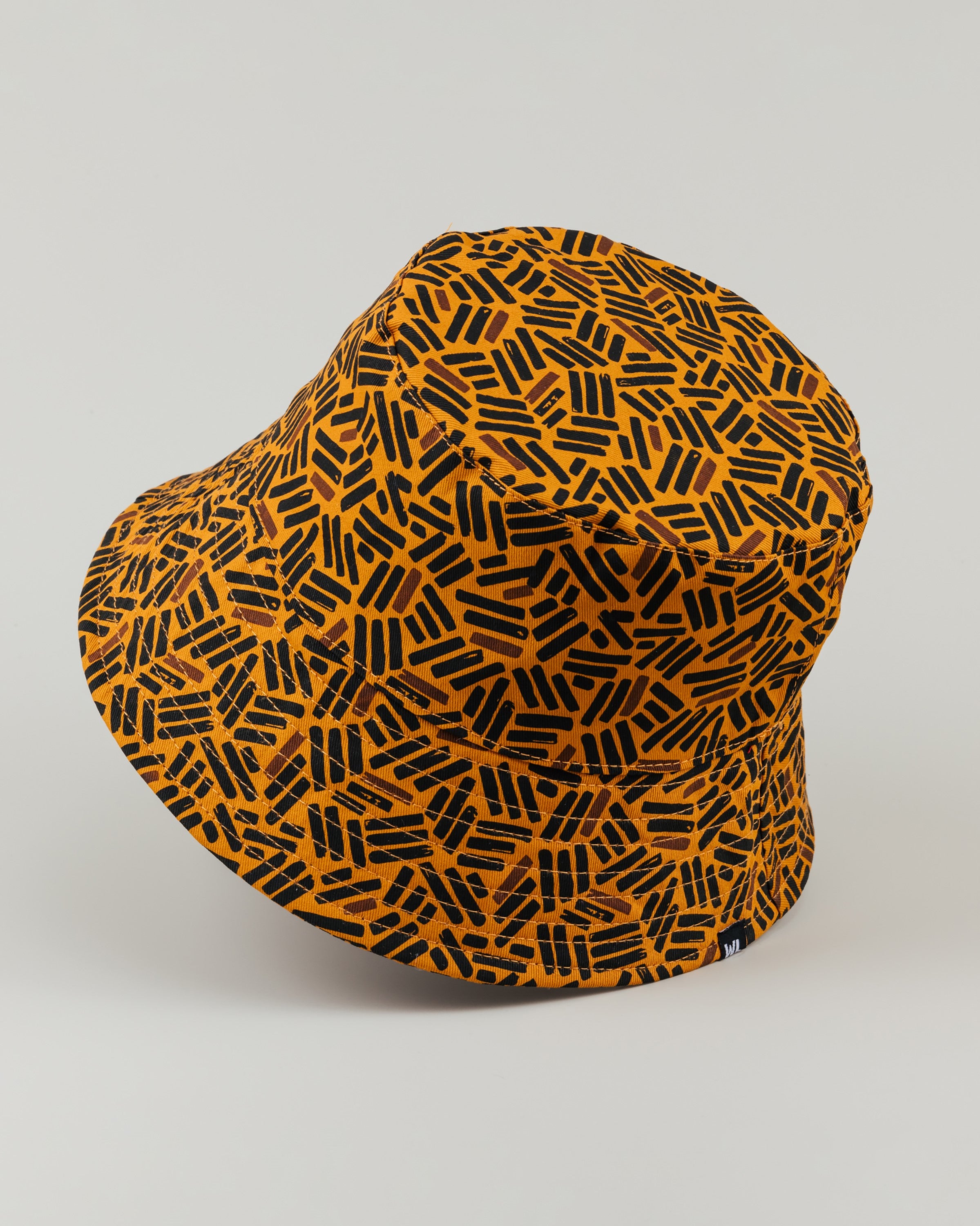Satin Lined Printed Bucket Hat in Umber