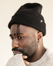 Satin Lined Beanie in Black