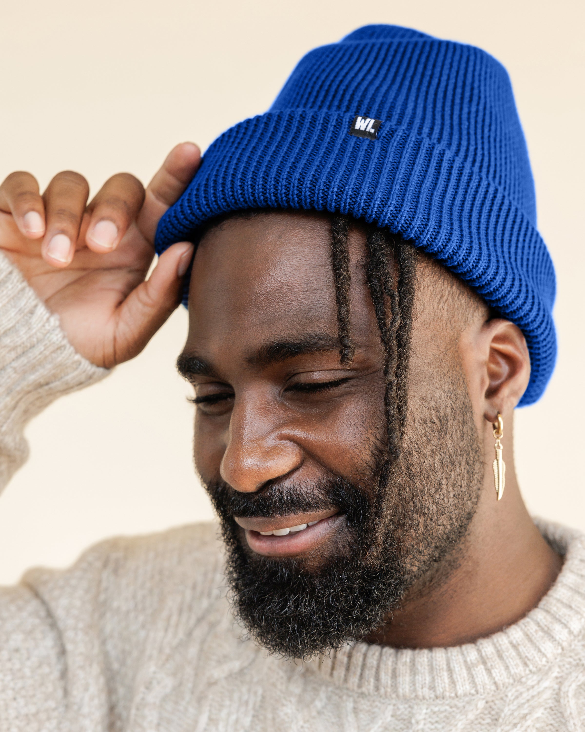 Satin Lined Beanie in Cobalt