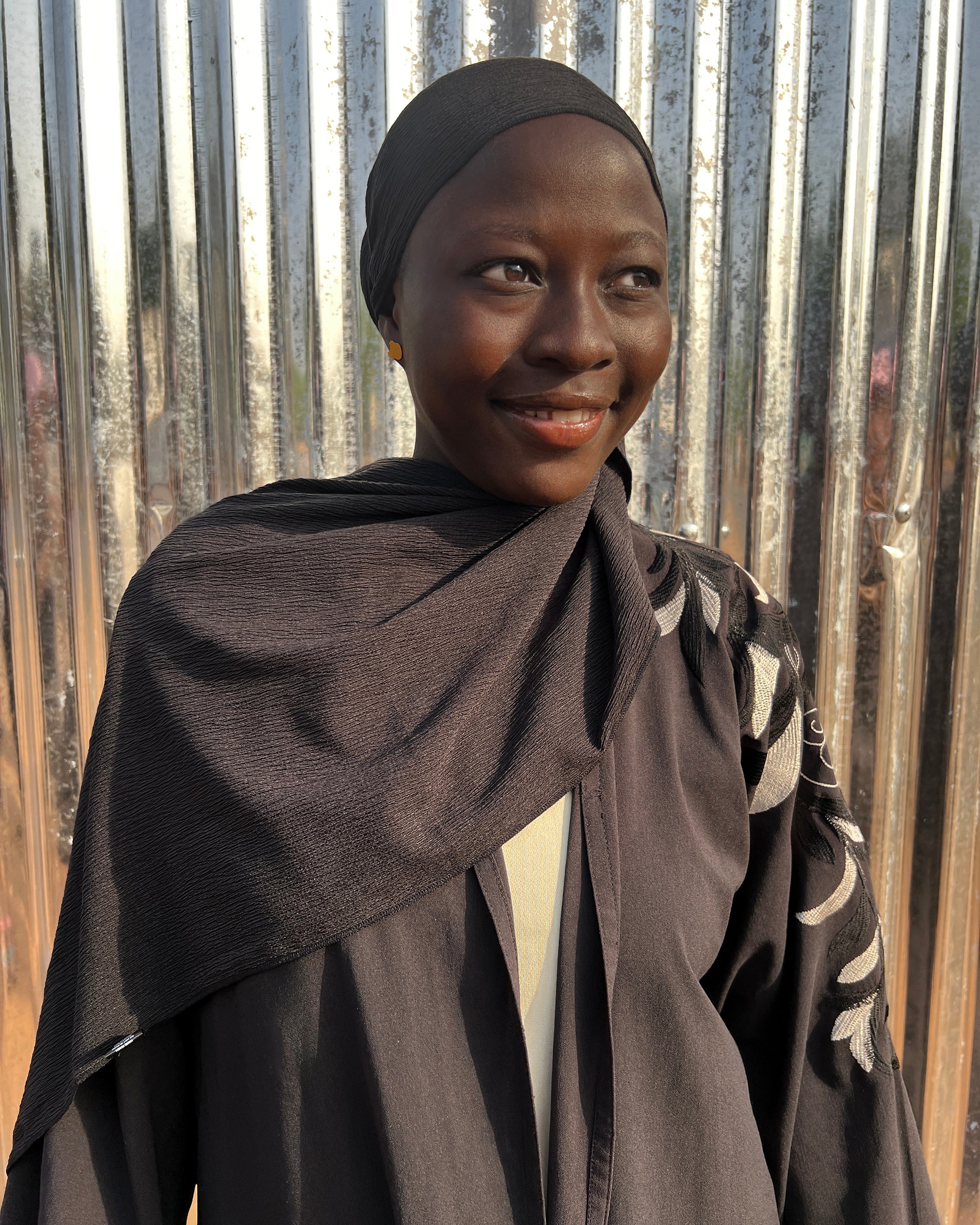 Chemo Head Scarf For Women Black Spandex Pleated Turban Head Wrap