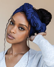Printed Pleated Head Wrap in Essence