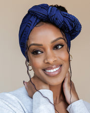 Printed Pleated Head Wrap in Essence