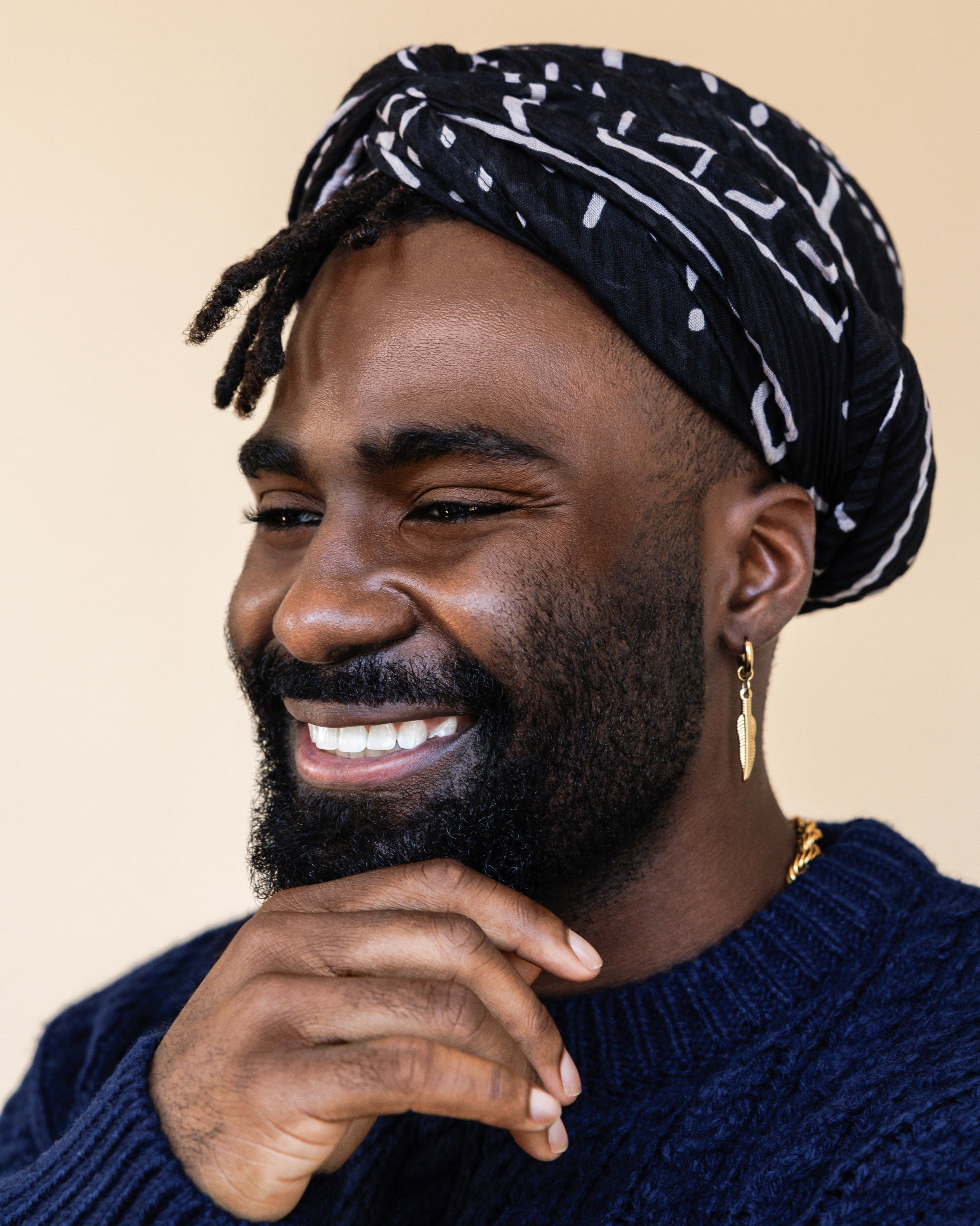 Printed Pleated Head Wrap in Heritage