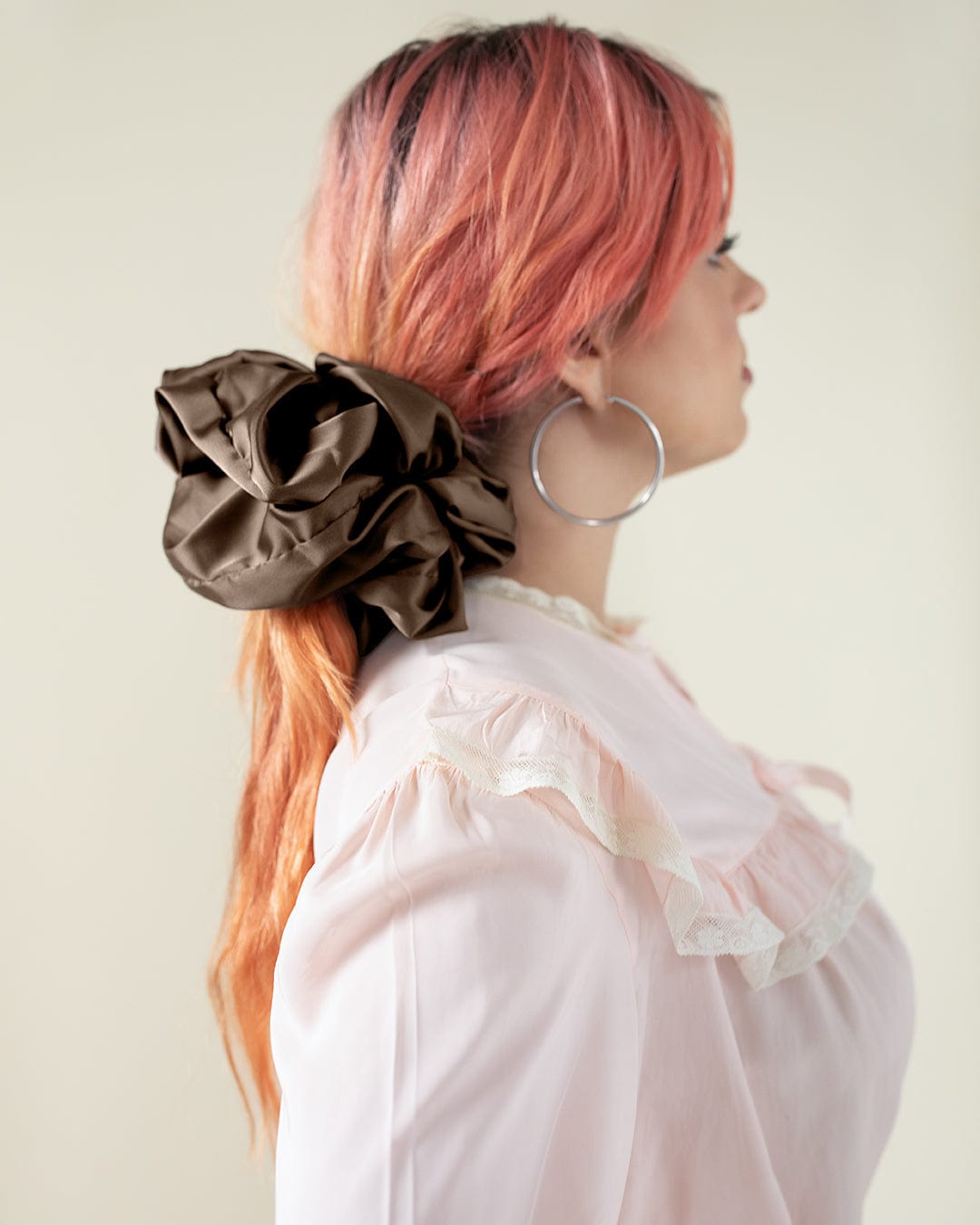 The Wrap Life Allure Satin Scrunchie in Brown Brown Scrunchie