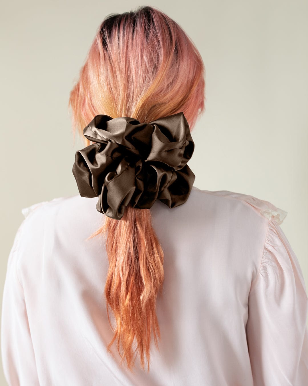 The Wrap Life Allure Satin Scrunchie in Brown Brown Scrunchie