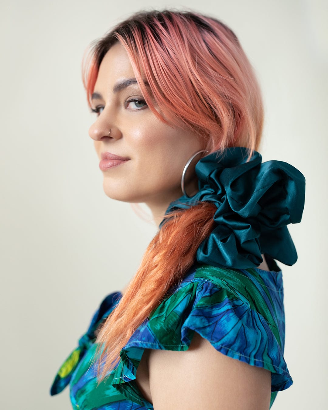 The Wrap Life Allure Satin Scrunchie in Jade Green Scrunchie