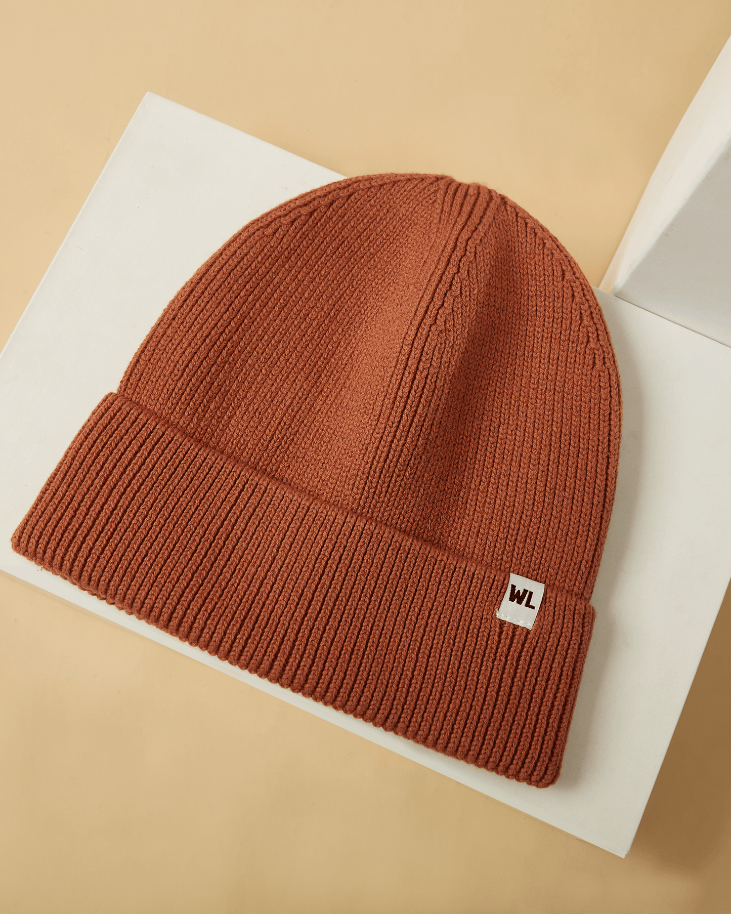 The Wrap Life Cuffed Satin Lined Beanie in Sienna Red Hat
