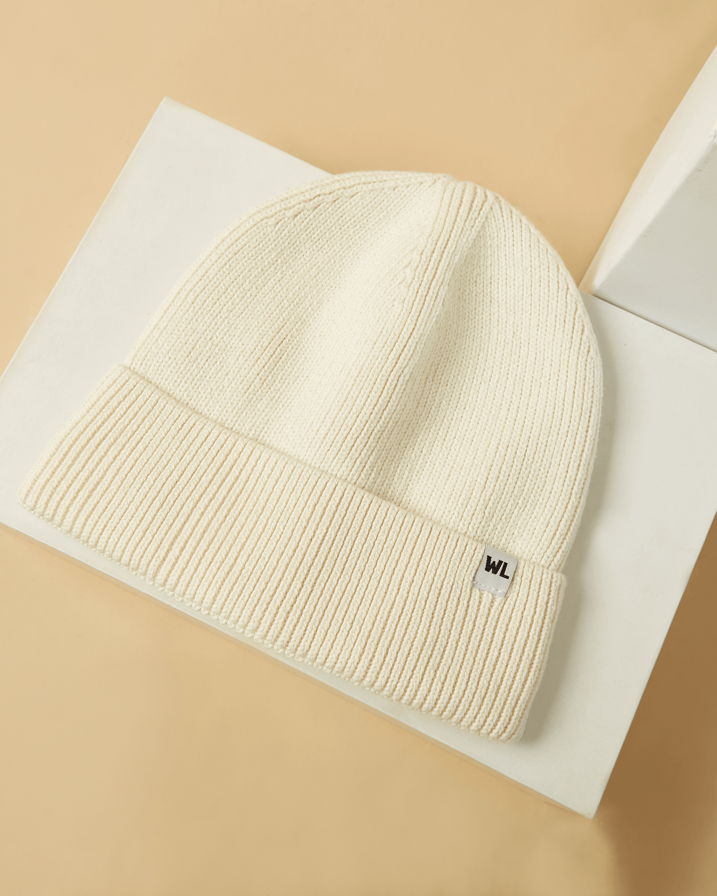 The Wrap Life Cuffed Satin Lined Beanie in Tusk White Hat