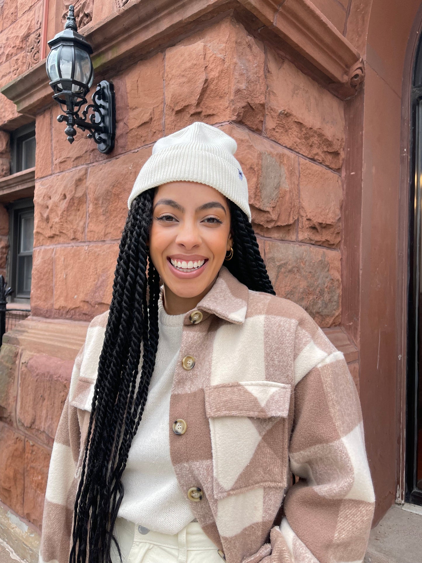 The Wrap Life Cuffed Satin Lined Beanie in Tusk White Hat