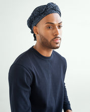The Wrap Life Dashed Head Wrap in Blue Blue Head Wrap