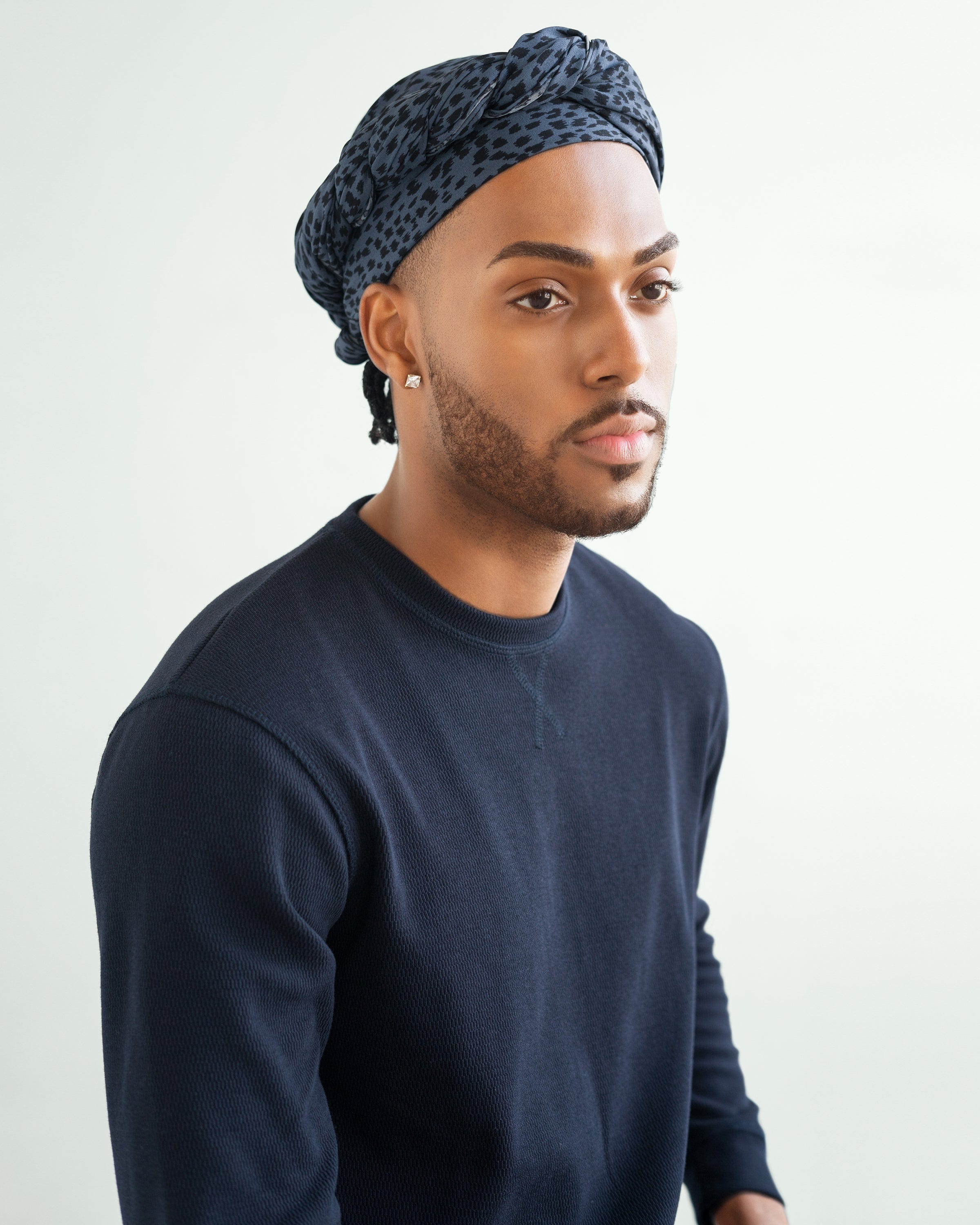 The Wrap Life Dashed Head Wrap in Blue Blue Head Wrap