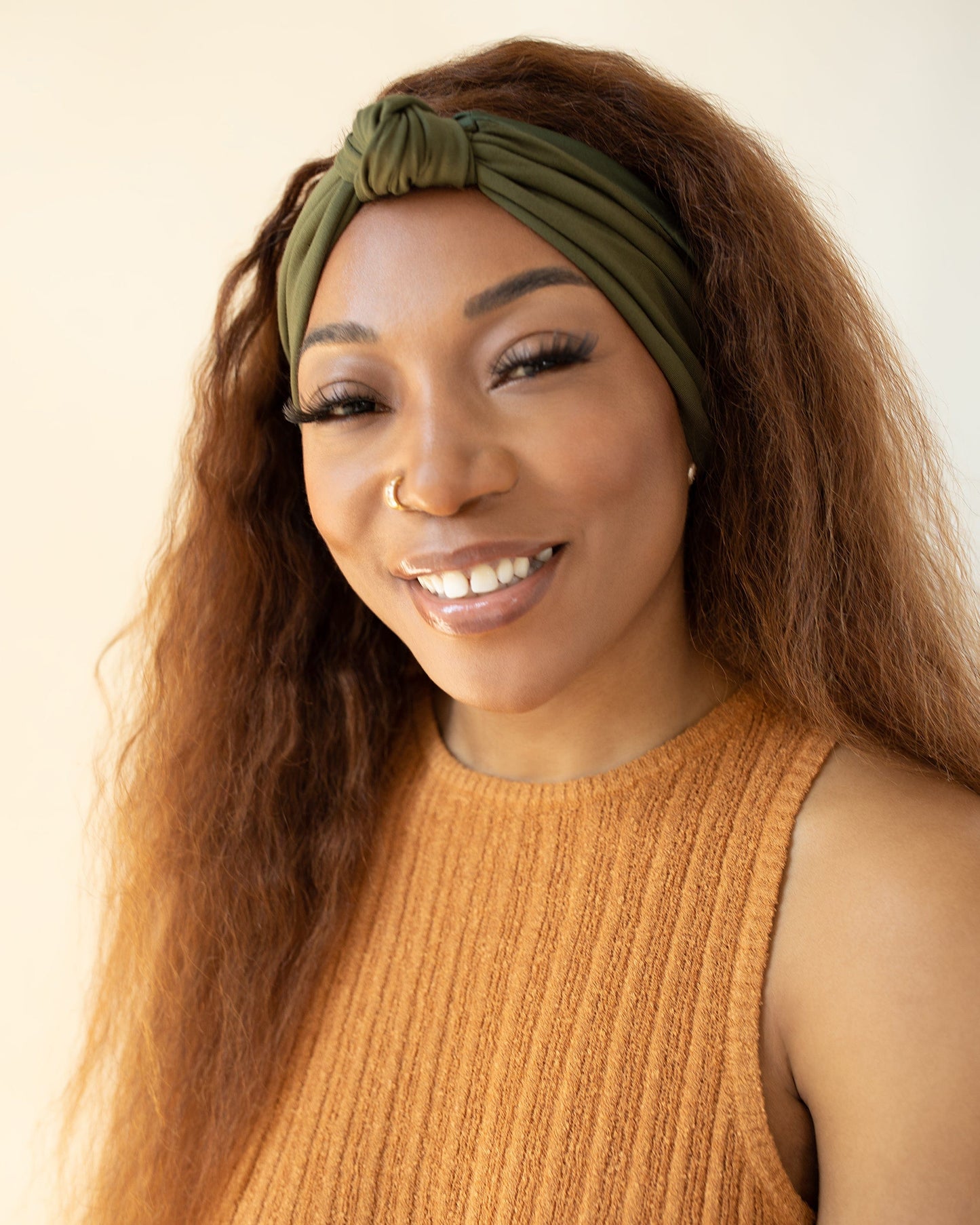 The Wrap Life Gentle Satin Lined Headband in Moss Green Headband