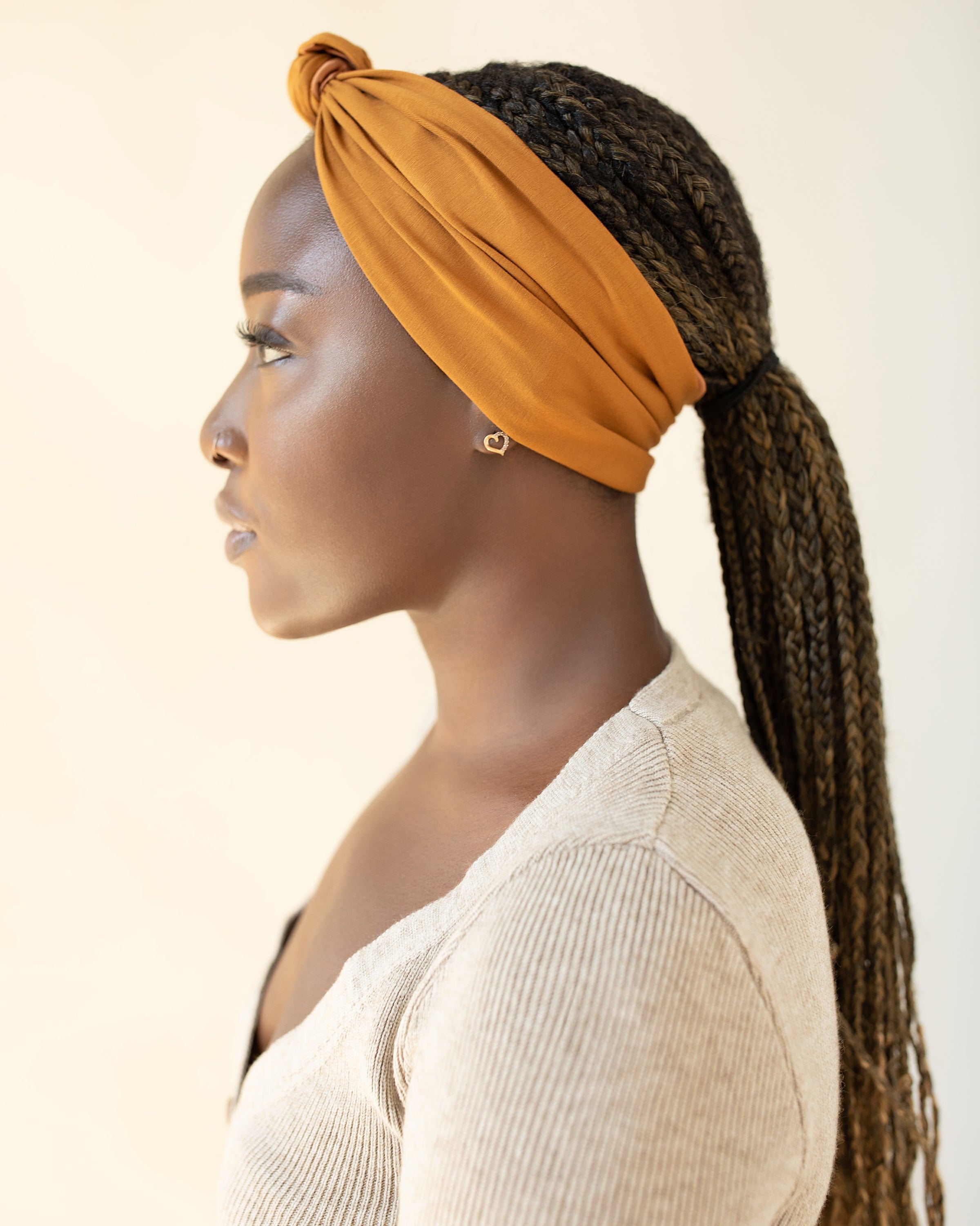 The Wrap Life Gentle Satin Lined Headband in Pecan Brown Headband