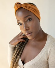 The Wrap Life Gentle Satin Lined Headband in Pecan Brown Headband