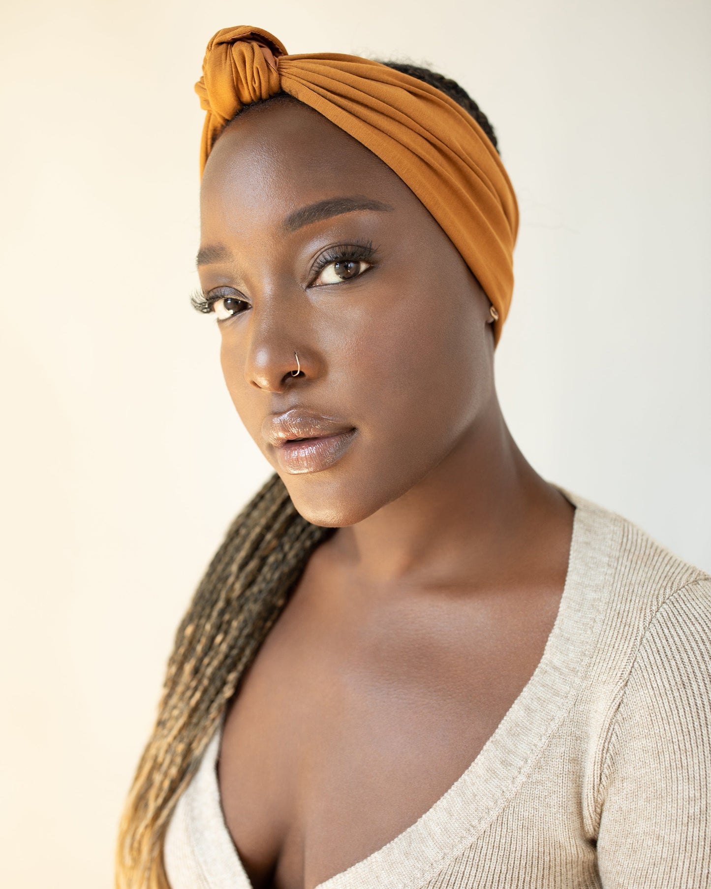 The Wrap Life Gentle Satin Lined Headband in Pecan Brown Headband