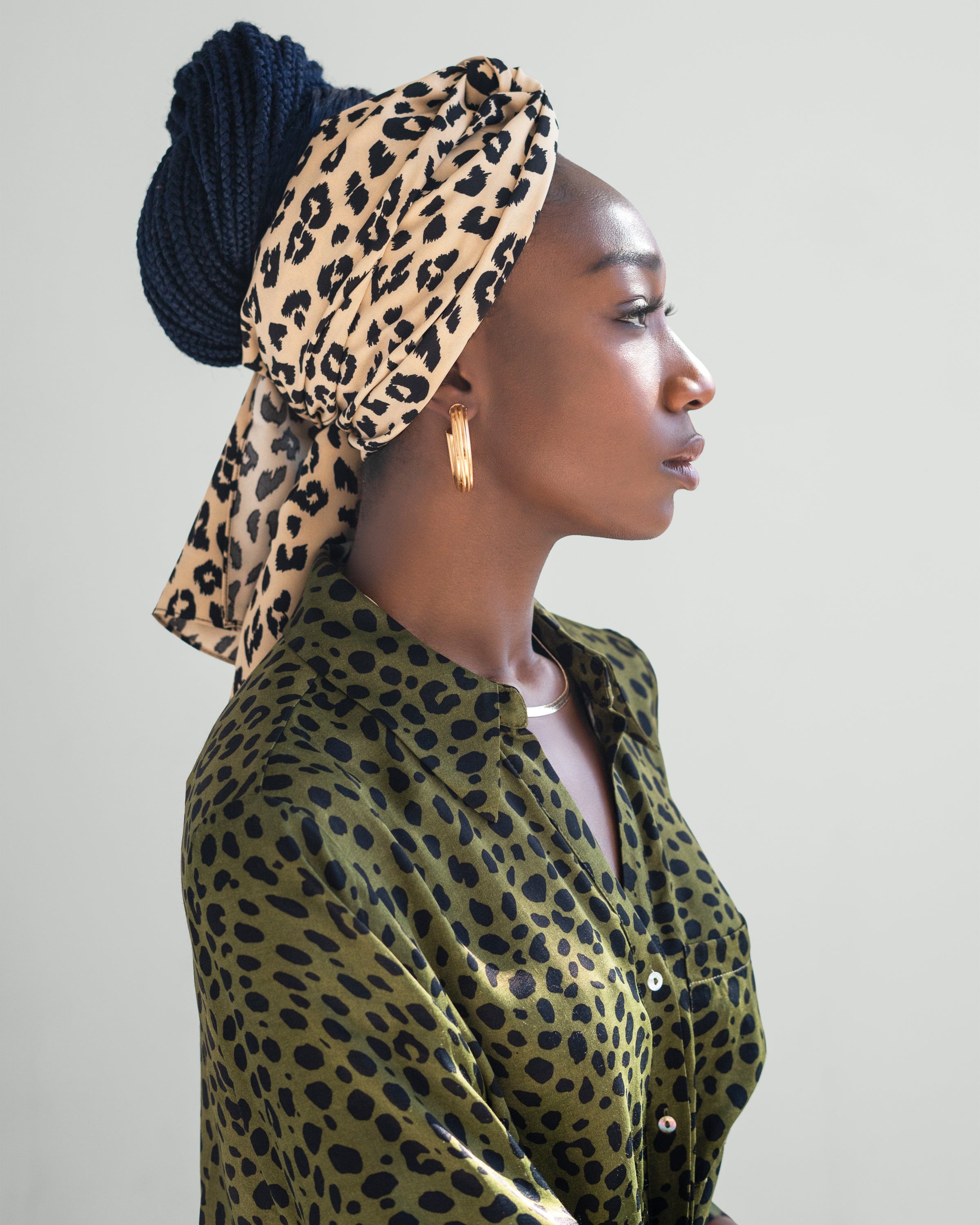 The Wrap Life Grand Leopard Head Wrap in Cream Pattern Head Wrap