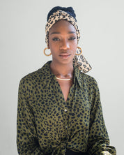 The Wrap Life Grand Leopard Head Wrap in Cream Pattern Head Wrap