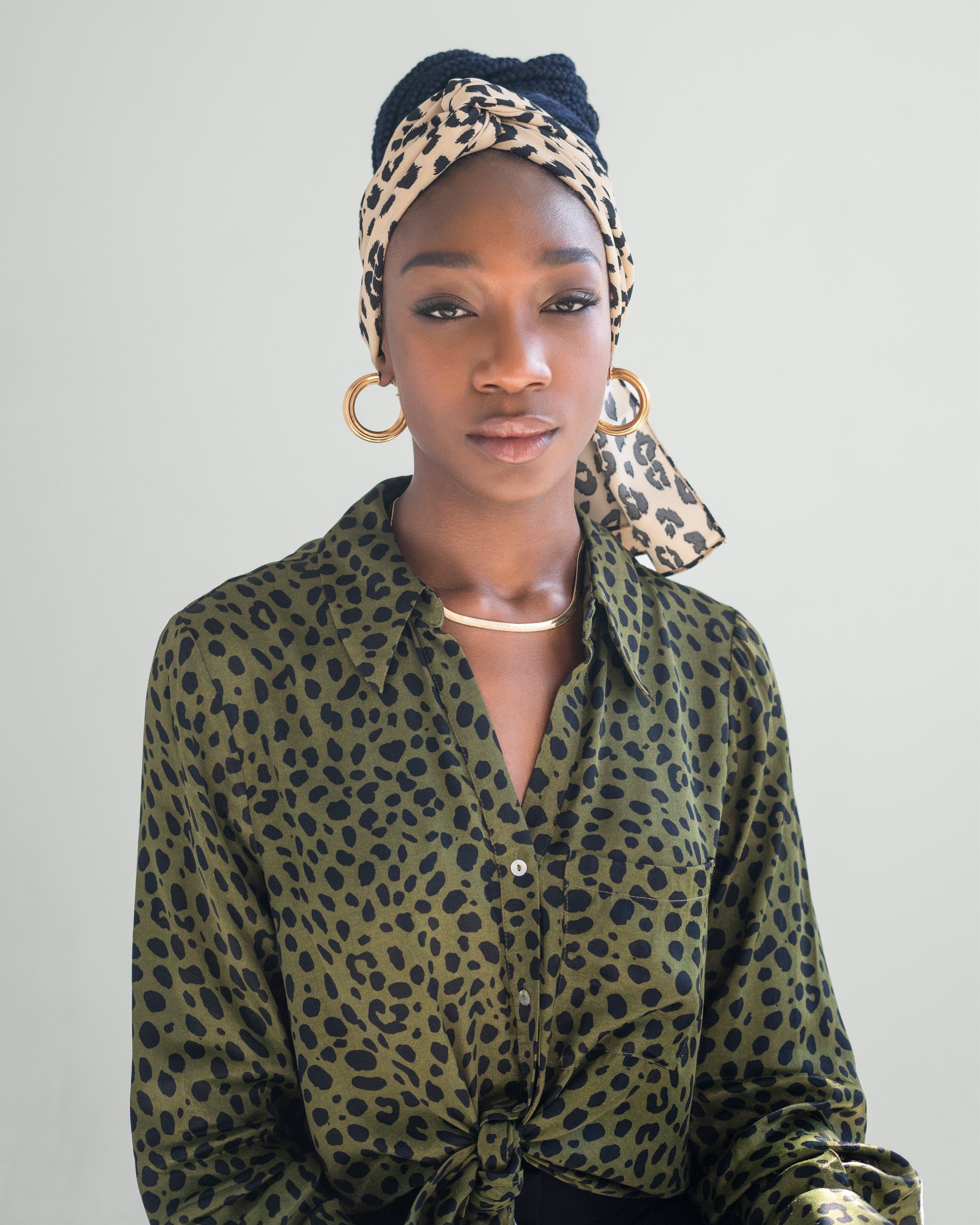 The Wrap Life Grand Leopard Head Wrap in Cream Pattern Head Wrap