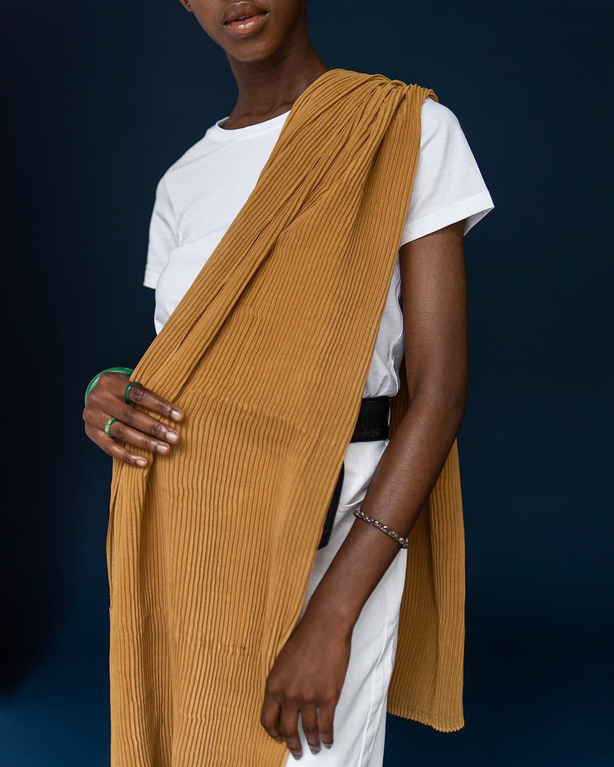 The Wrap Life Pleated Head Wrap in Citrine Yellow Head Wrap
