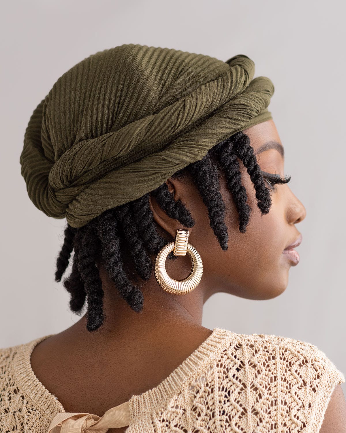 The Wrap Life Pleated Head Wrap in Forest- old Green Head Wrap