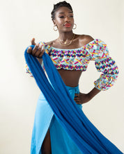 The Wrap Life Pleated Head Wrap in Sapphire Blue Head Wrap