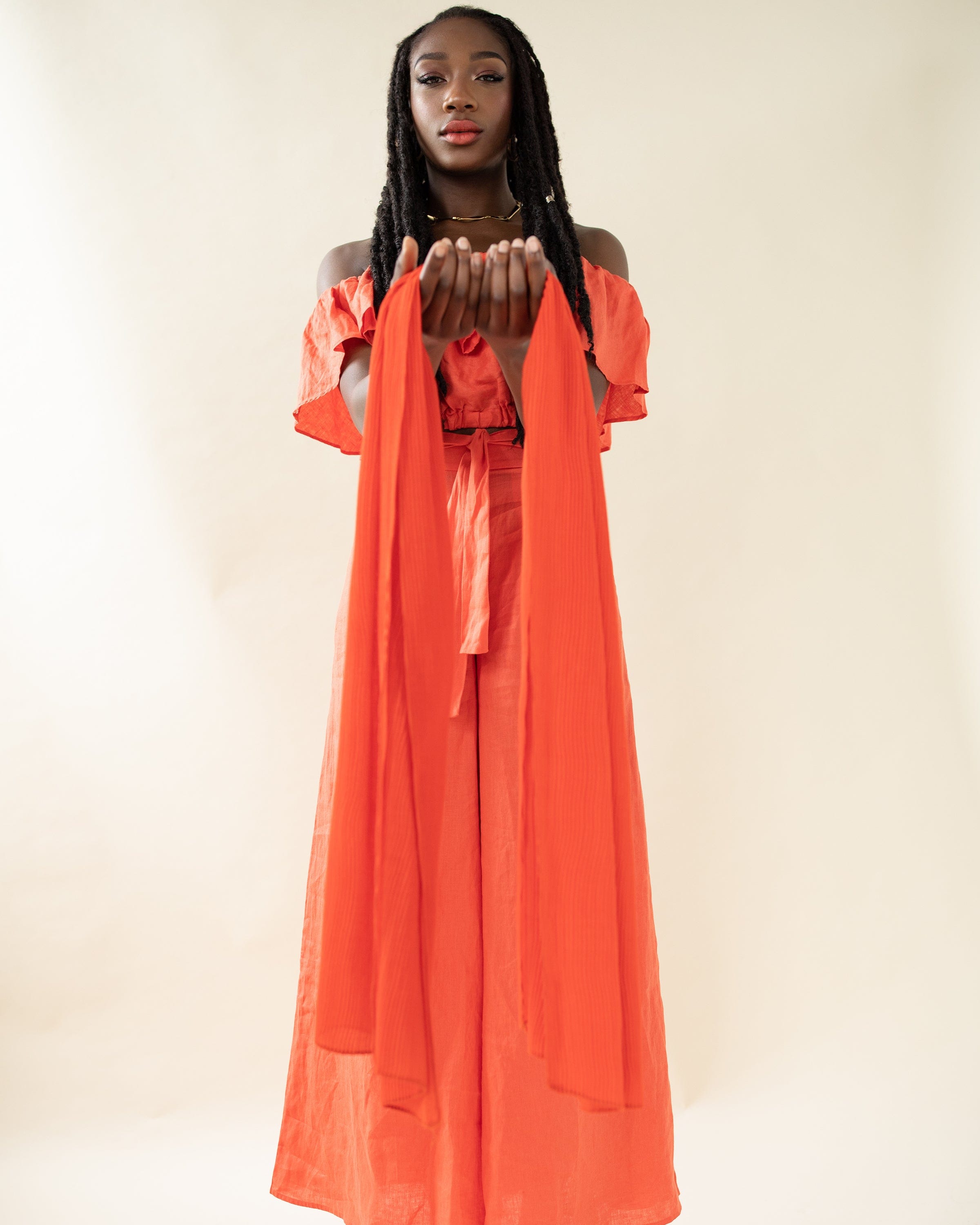 The Wrap Life Pleated Head Wrap in Sundance Orange Head Wrap
