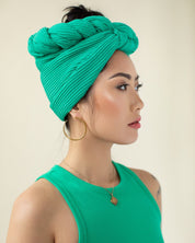 The Wrap Life Pleated Head Wrap in Turqs Green Head Wrap