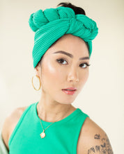 The Wrap Life Pleated Head Wrap in Turqs Green Head Wrap