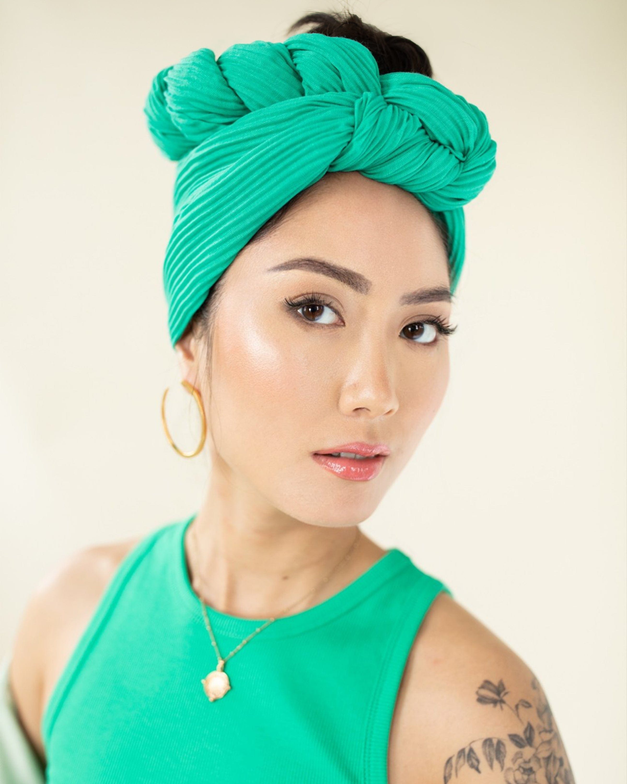 The Wrap Life Pleated Head Wrap in Turqs Green Head Wrap