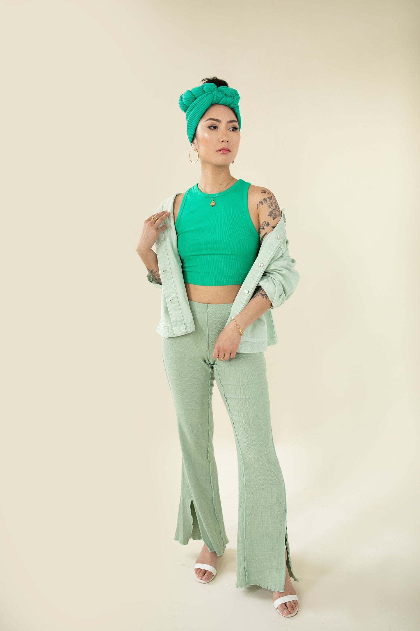 The Wrap Life Pleated Head Wrap in Turqs Green Head Wrap