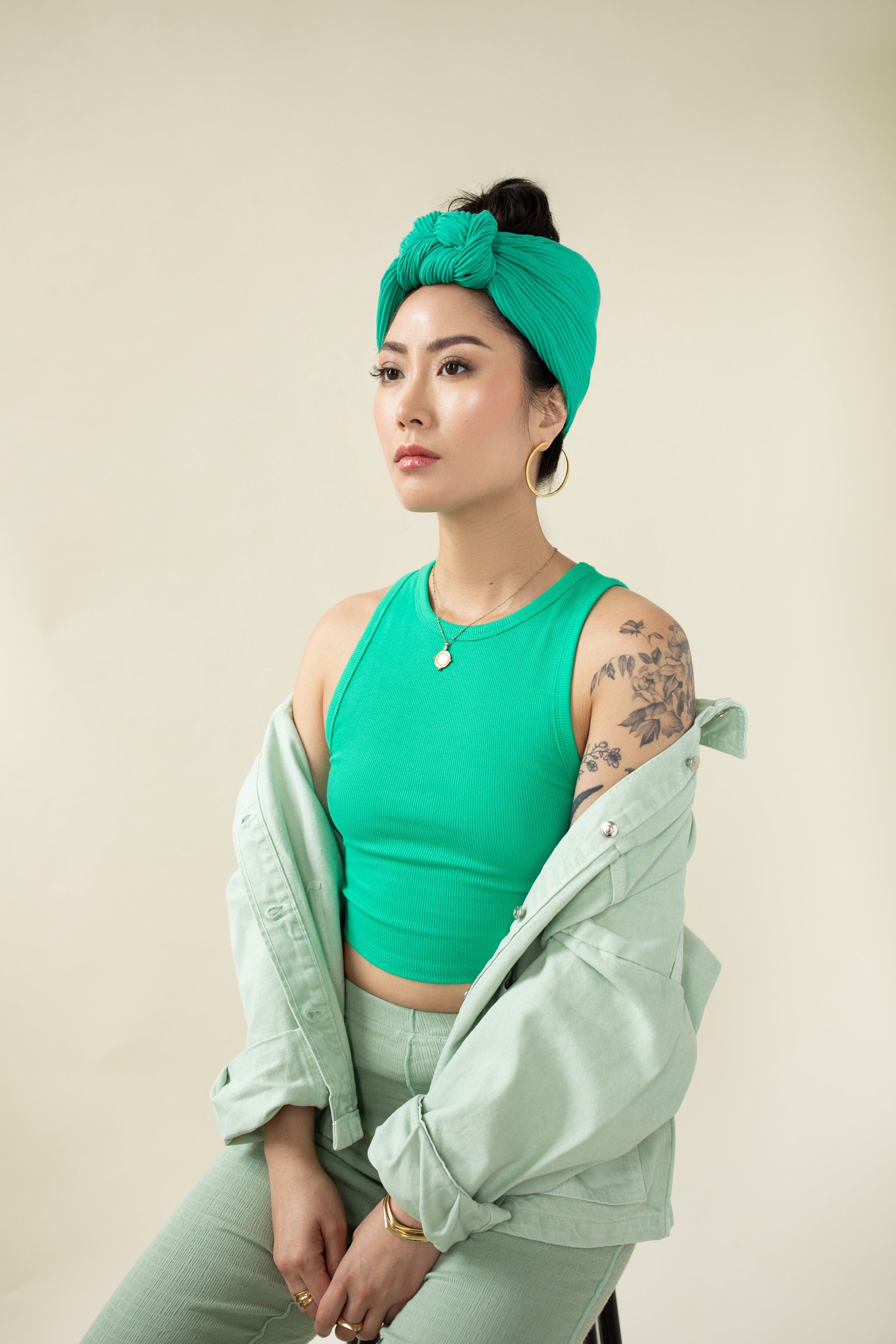 The Wrap Life Pleated Head Wrap in Turqs Green Head Wrap