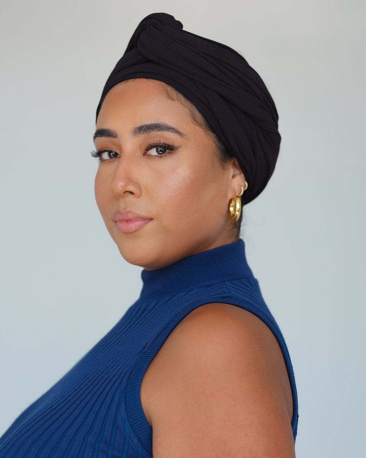 The Wrap Life Ribbed Head Wrap in Jet Black Black Head Wrap