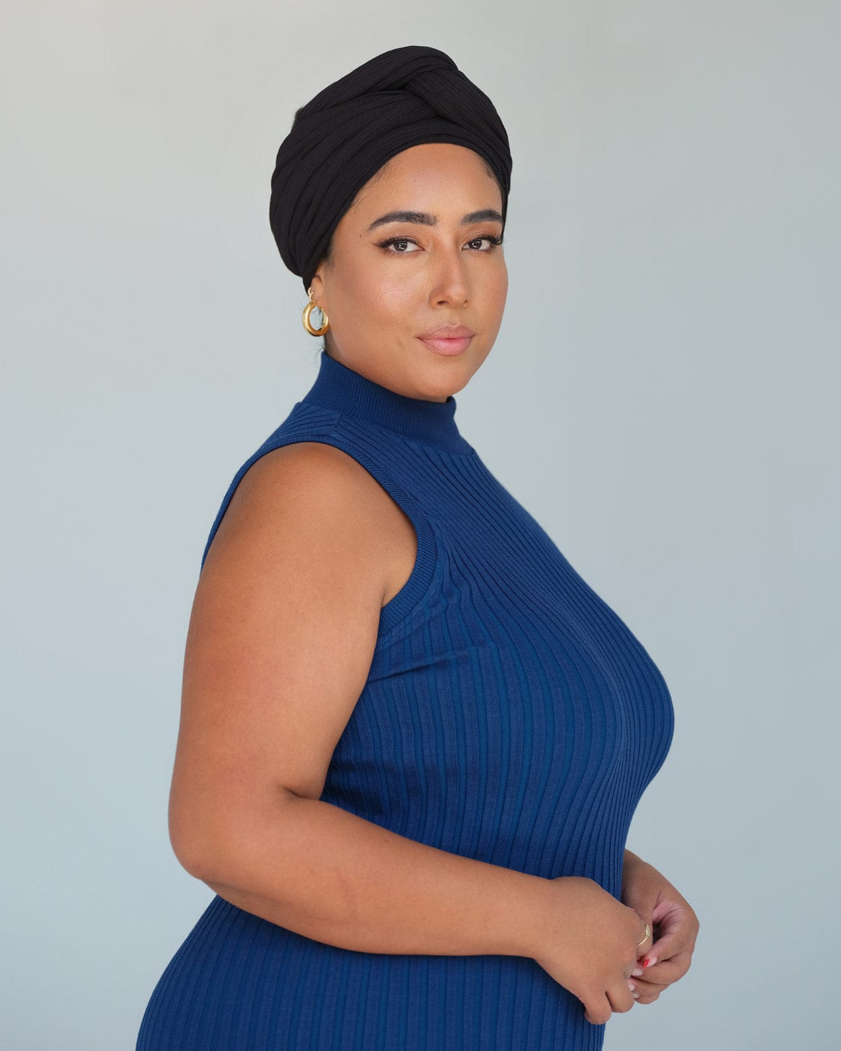 The Wrap Life Ribbed Head Wrap in Jet Black Black Head Wrap