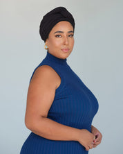 The Wrap Life Ribbed Head Wrap in Jet Black Black Head Wrap